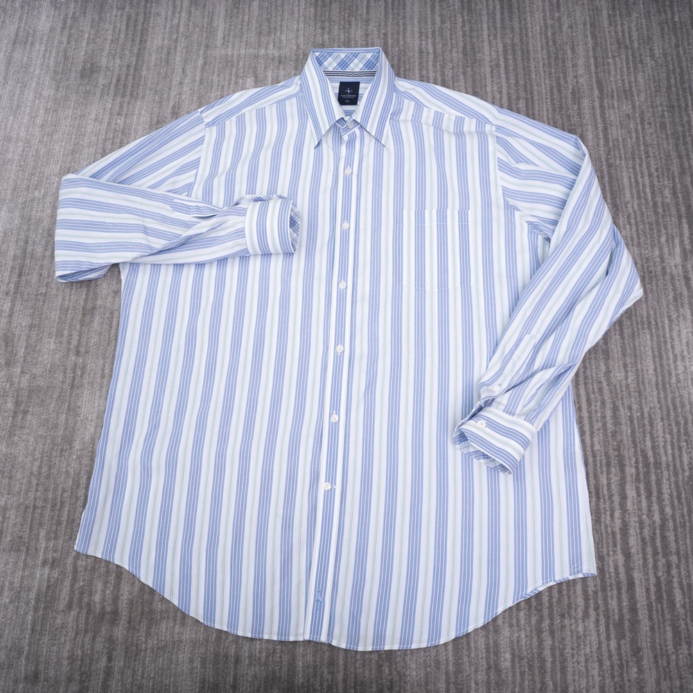Tailorbyrd Button Down Shirt Mens XXL Blue Stripe Excellent Long Sleeve Cotton